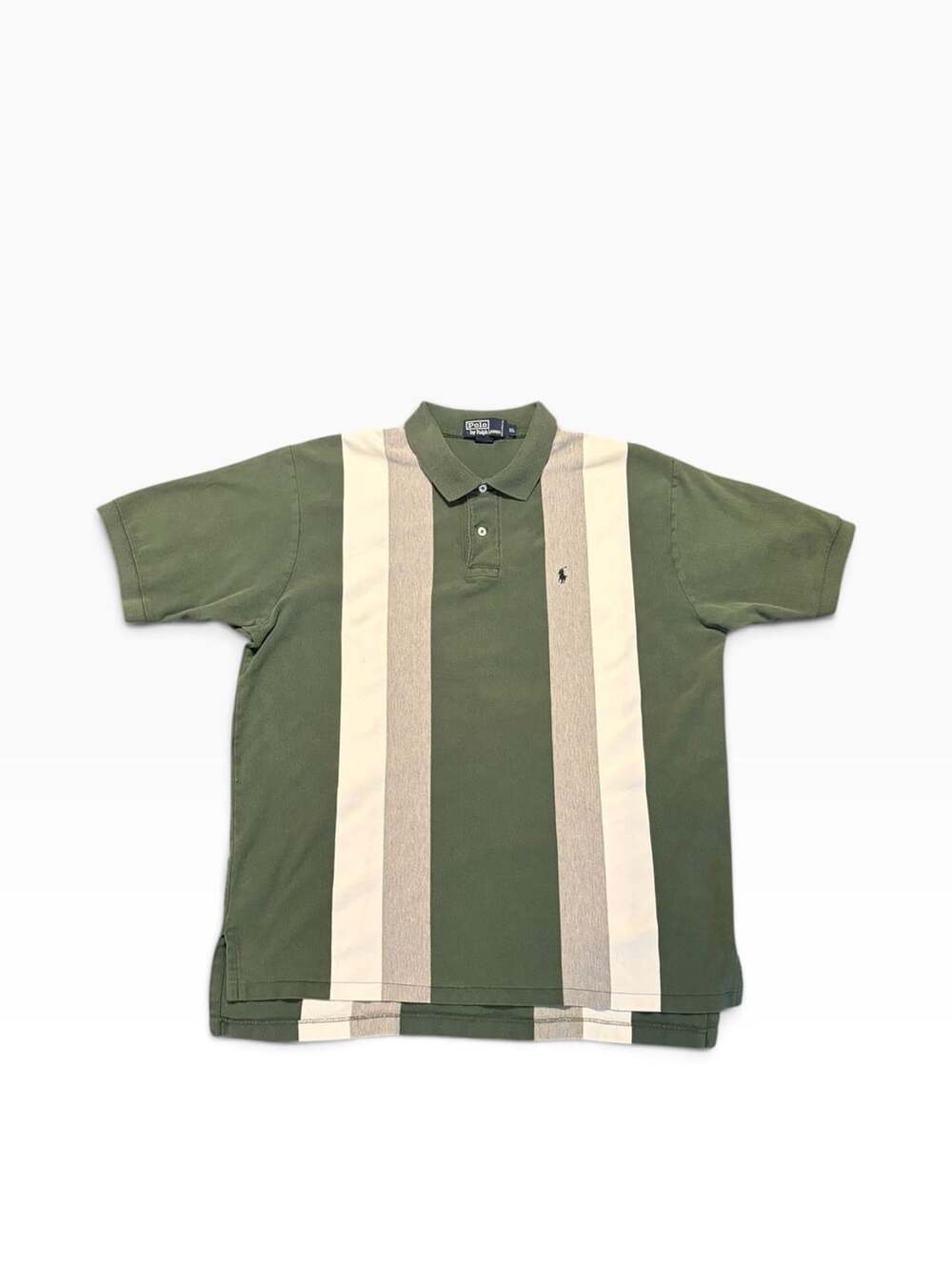 Vintage Polo Ralph Lauren Green Vertical Striped Polo Shirt